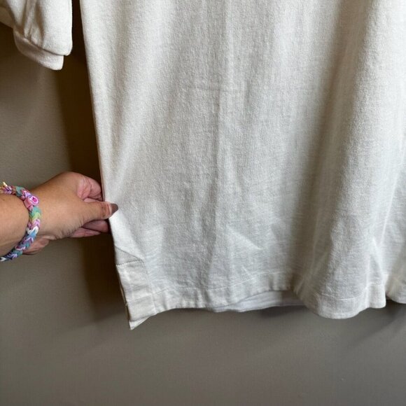 J Crew Shirt Dress Sz XS Ivory Lace Up Balloon Sleeve Cotton Boho Coastal Preppy - Picture 5 of 13